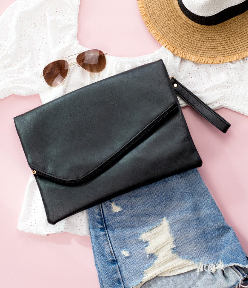 Blush Foldover Envelope Clutch
