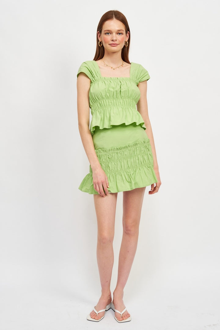 Off White Square Enck Gathered Peplum Top