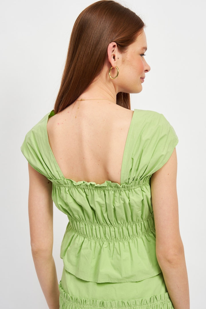 Square Enck Gathered Peplum Top