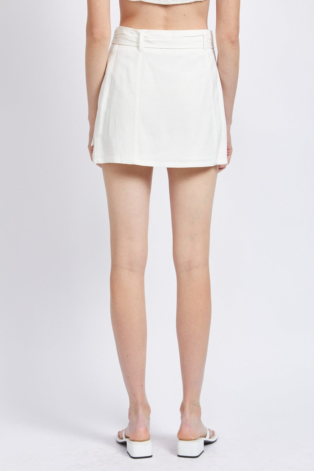 High Waist Belted Mini Skirt