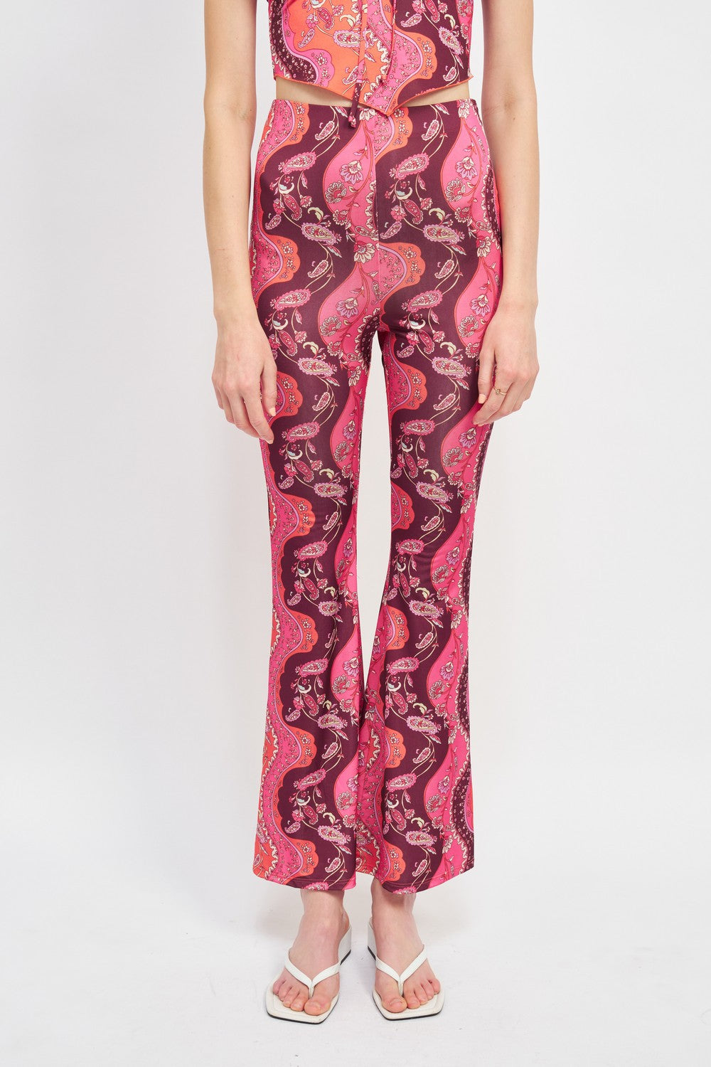 Boho Print Printed High Rise Flared Pants