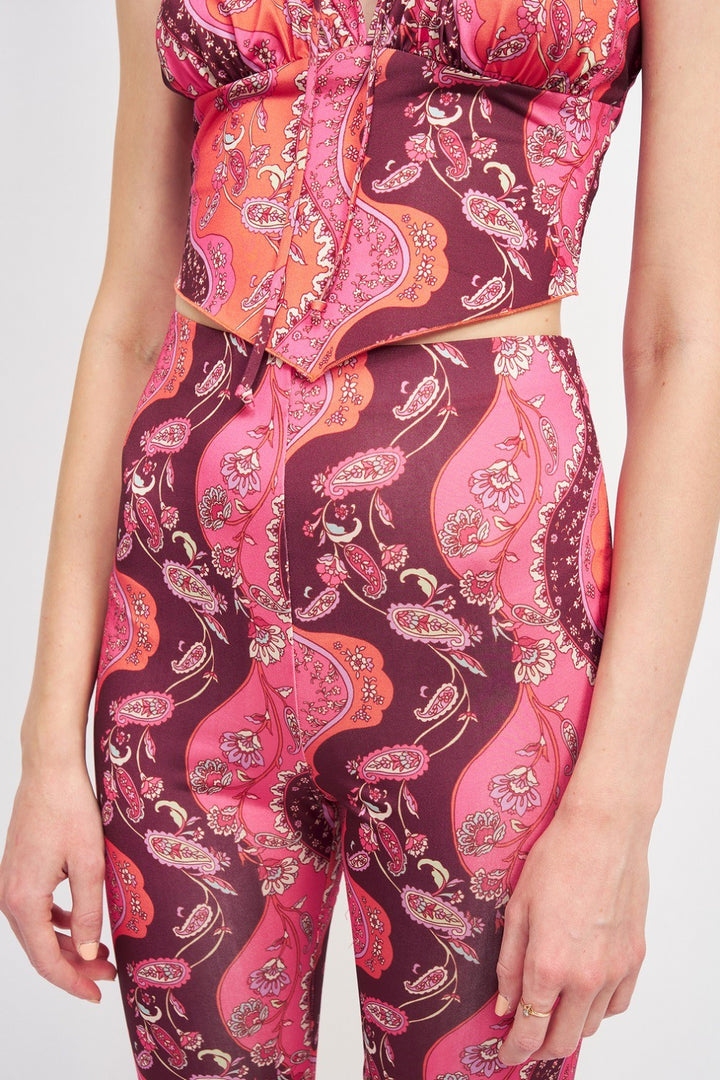 Printed High Rise Flared Pants