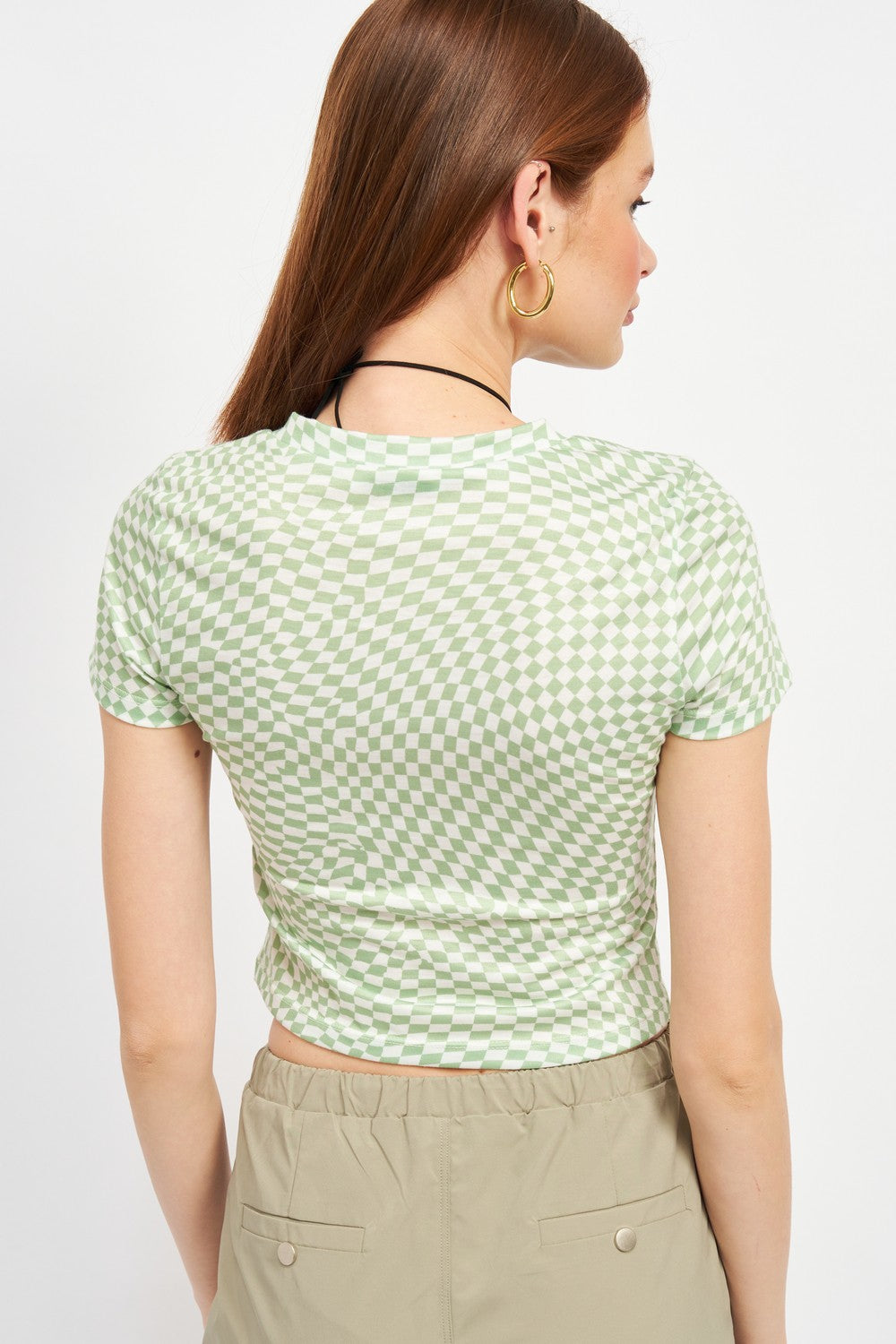 Checkered Short Sleeve Baby Tee