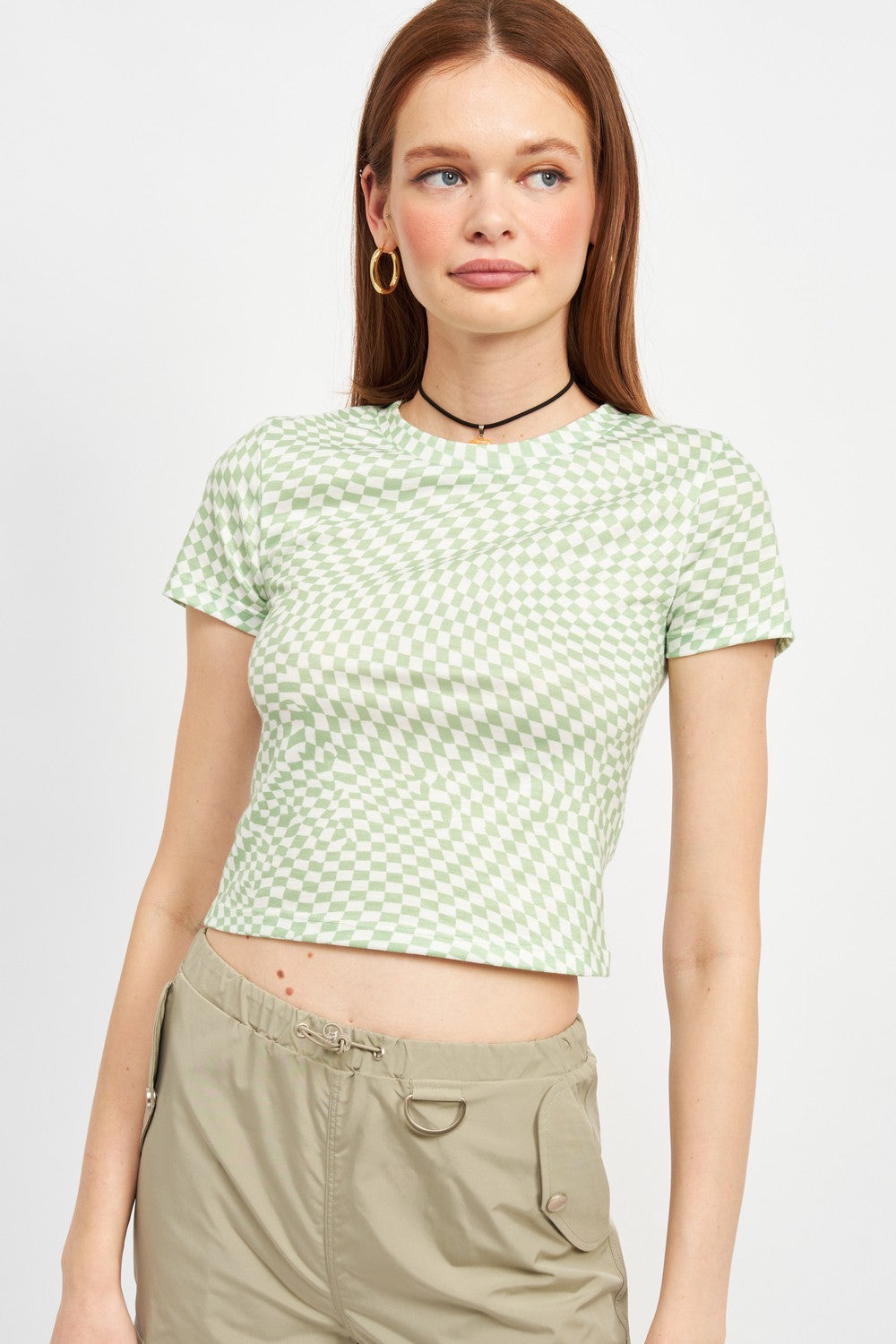 Checkered Short Sleeve Baby Tee