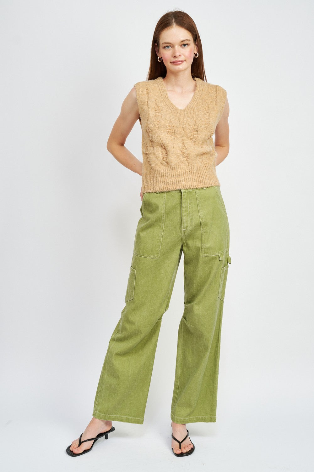 Dk Blue High Rise Fit Cargo Pants