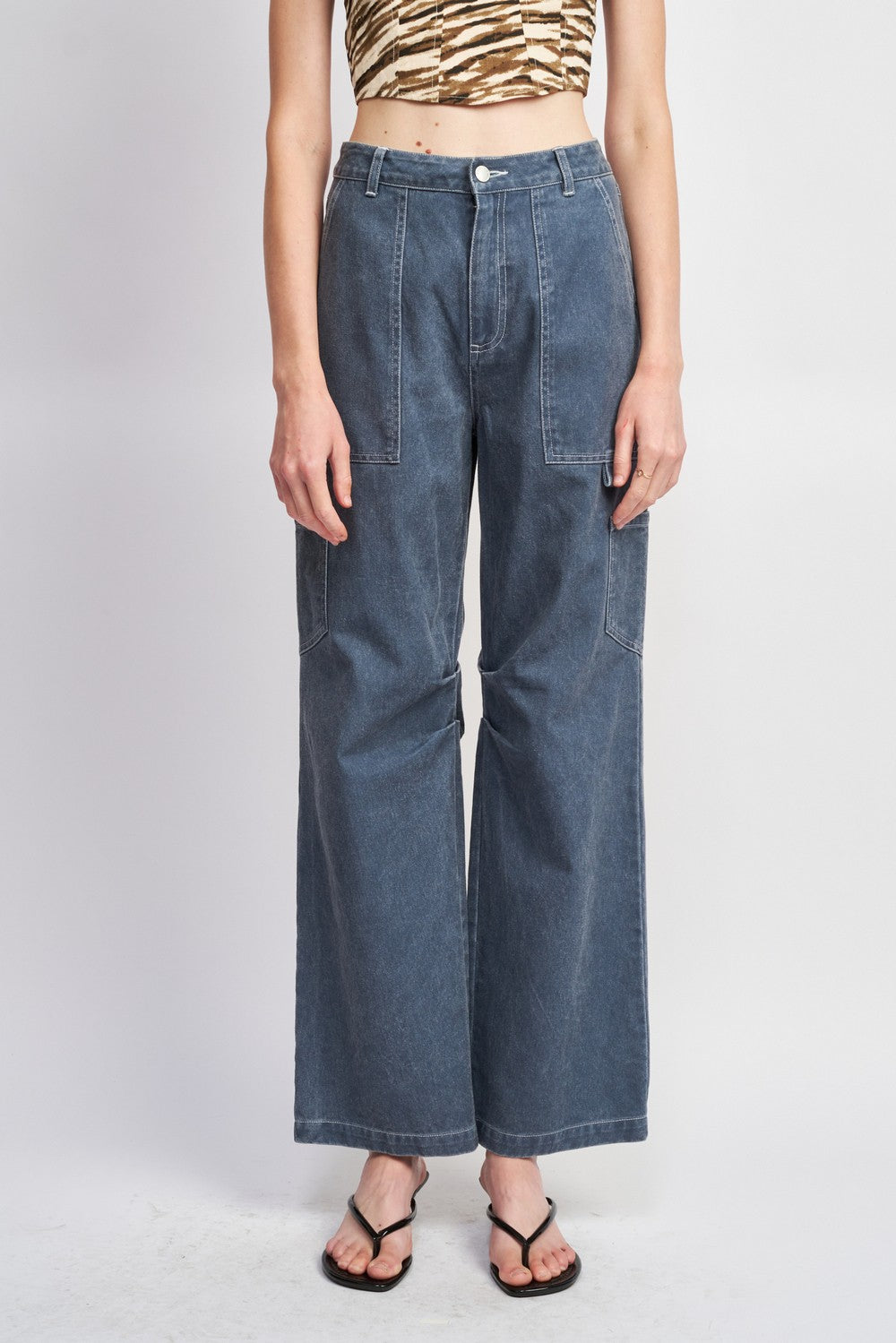 Purple High Rise Fit Cargo Pants