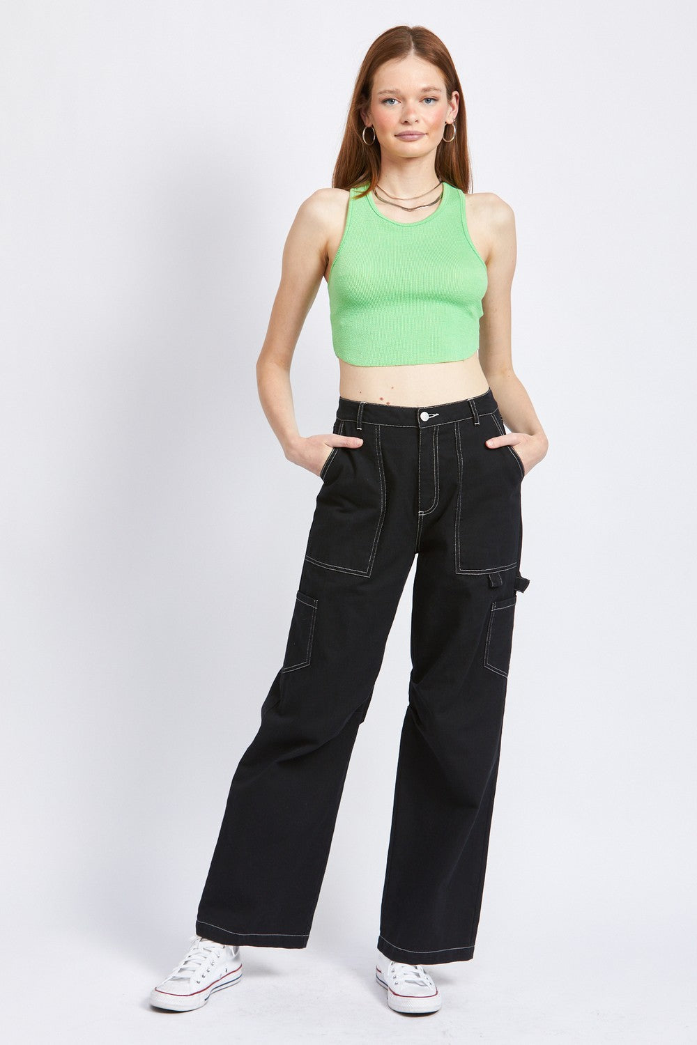 Pale Khaki High Rise Fit Cargo Pants