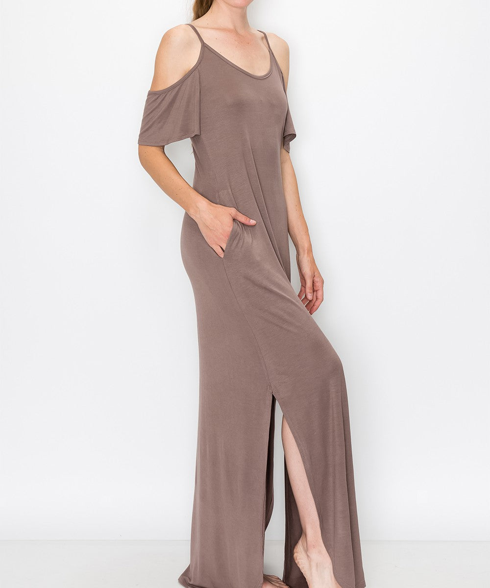 Bamboo Cold Shoulder Maxi Dress