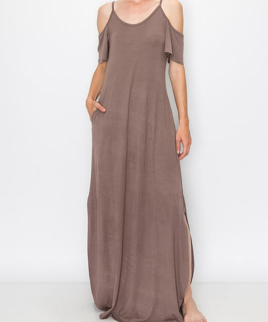 Bamboo Cold Shoulder Maxi Dress