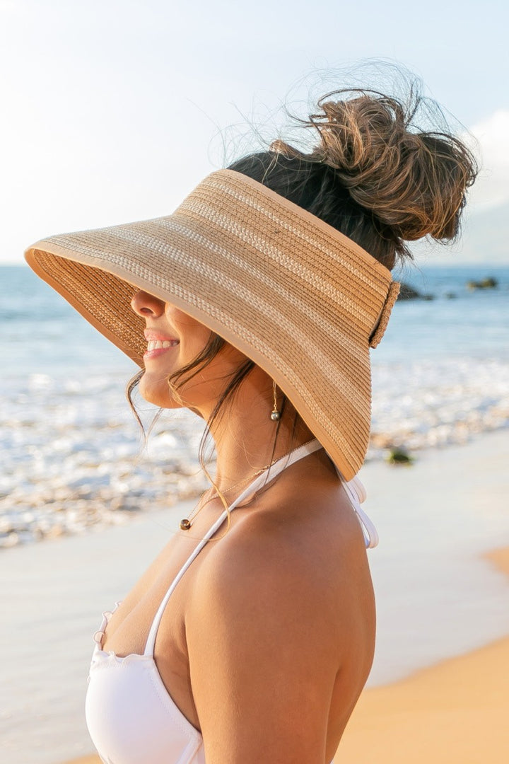 Marled Stripe Roll Up Bow Visor