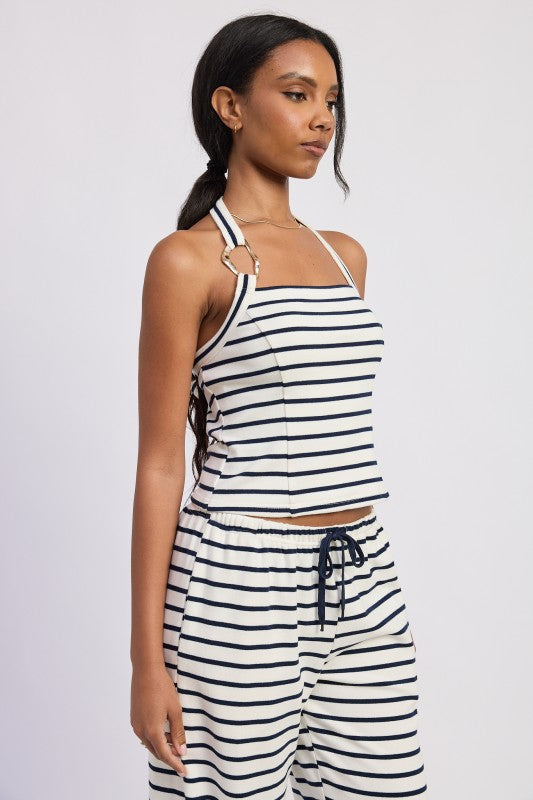 Striped Hardware Halter Top