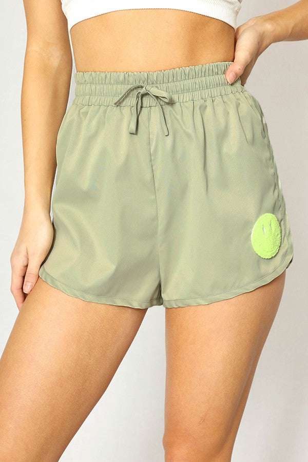 Sage Smiley Nylon Shorts