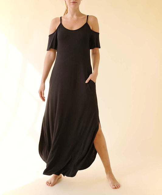Bamboo Cold Shoulder Maxi Dress