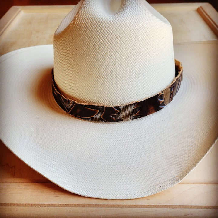 Brown Brown Laredo Embossed Leather Hat Band