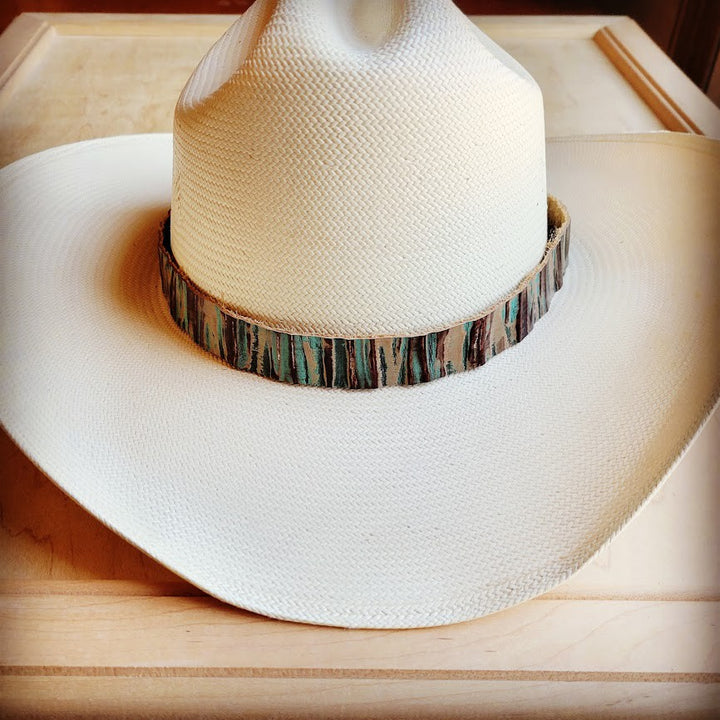 Green Turquoise Chateau Embossed Leather Hat Band