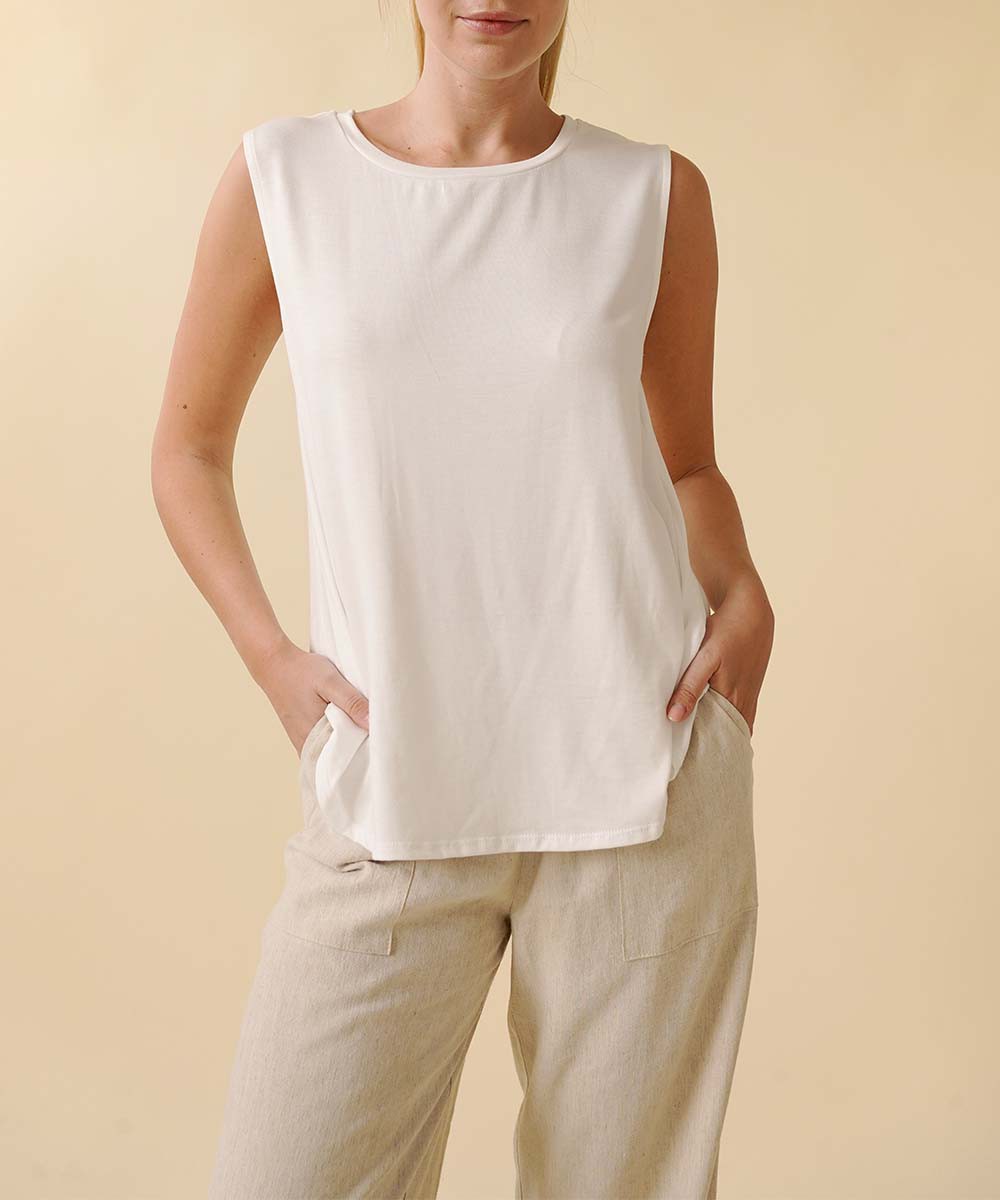 NAVY Bamboo Muscle Sleevless Top