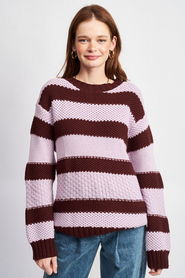 Natural Combo Oversized Sweater Top