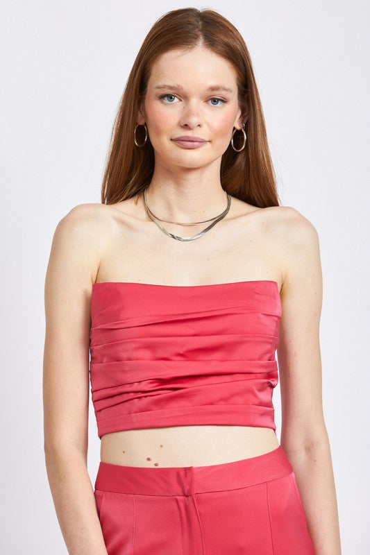 Fuchsia Ruched Tube Top