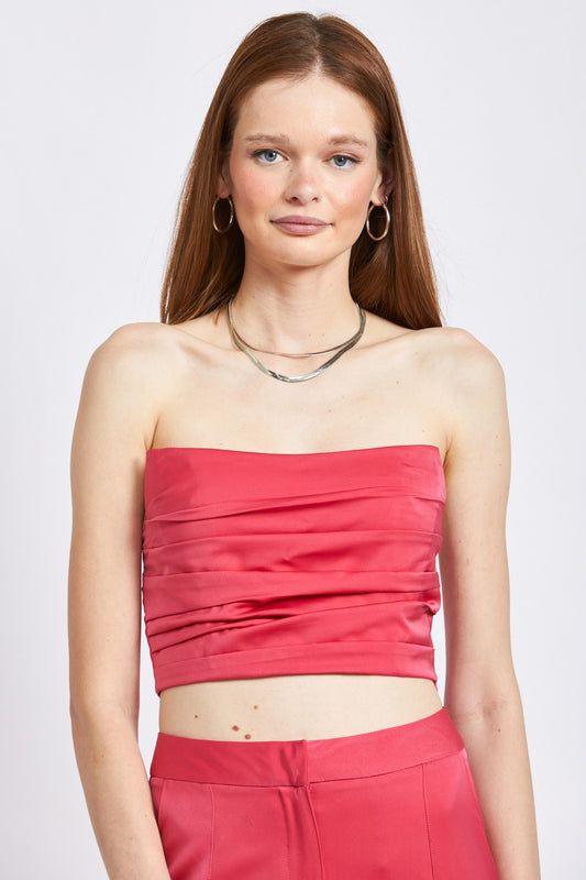 Fuchsia Ruched Tube Top