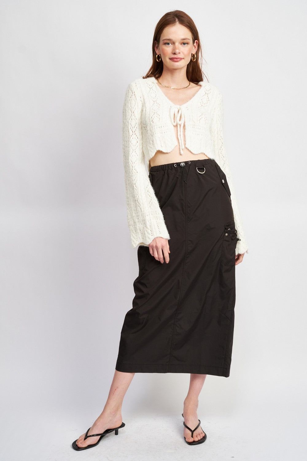Flared Sleeve Crochet Crop Top