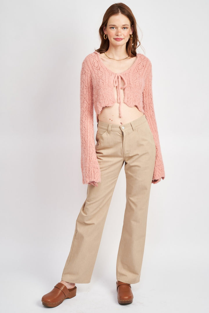 Flared Sleeve Crochet Crop Top