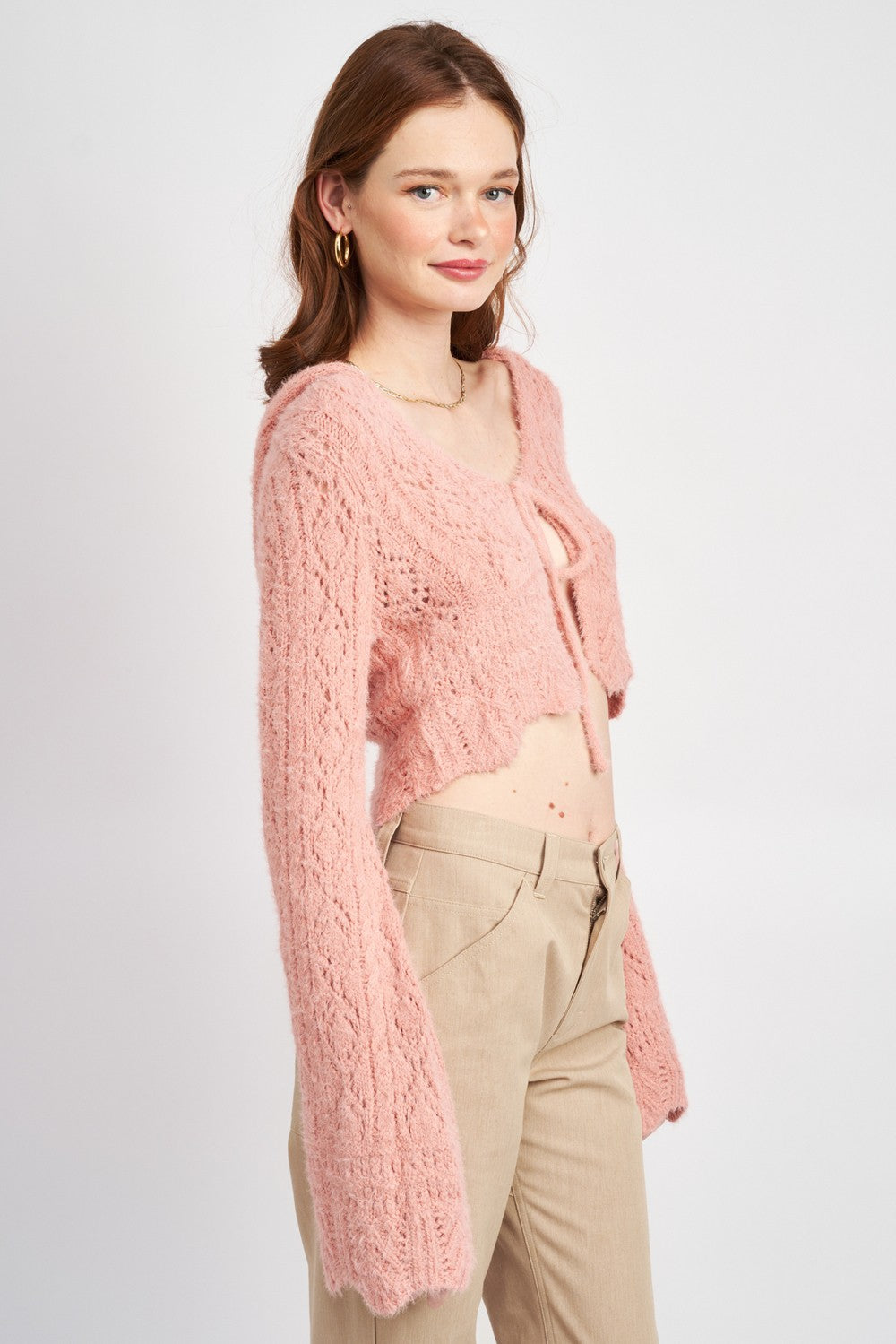 Flared Sleeve Crochet Crop Top