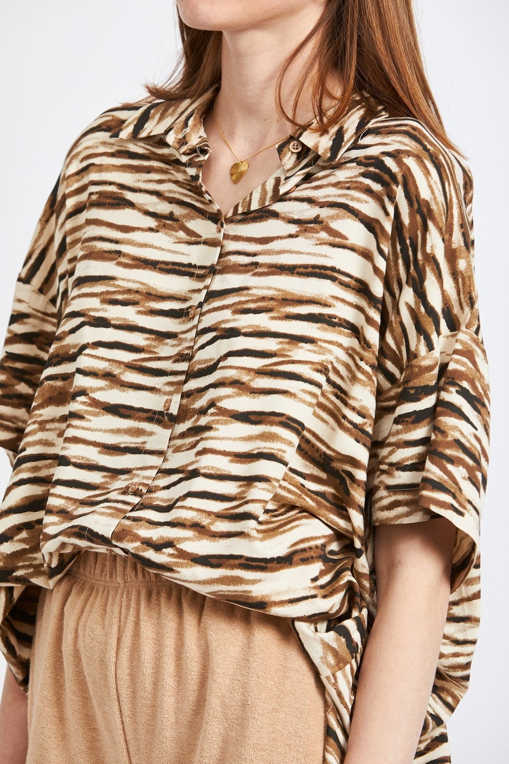 Zebra Print Button Up Vaughn Top