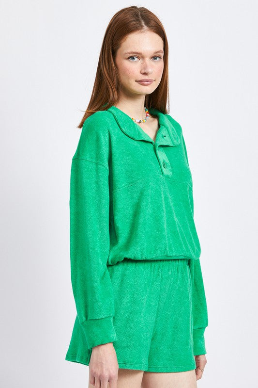 Tan Button Up Collared Top 1