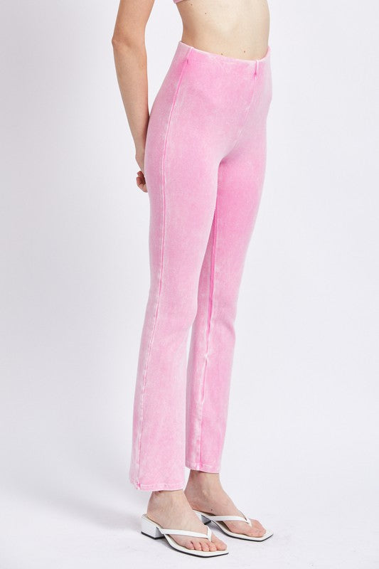 High Waist Rib Flared Pants