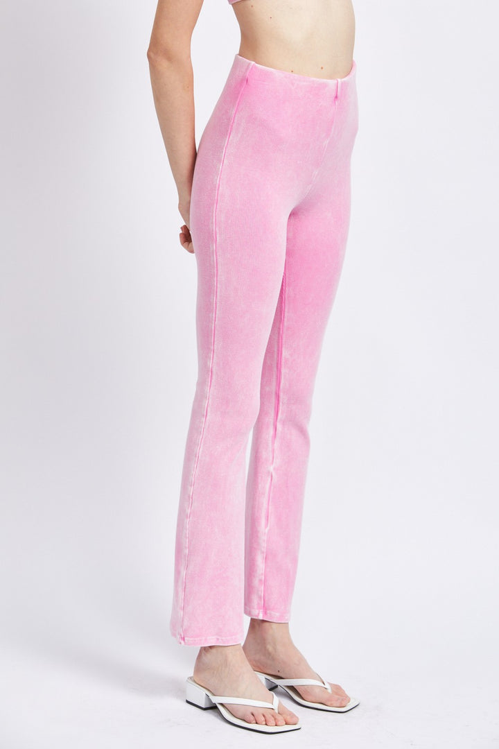 High Waist Rib Flared Pants