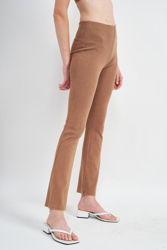High Waist Rib Flared Pants