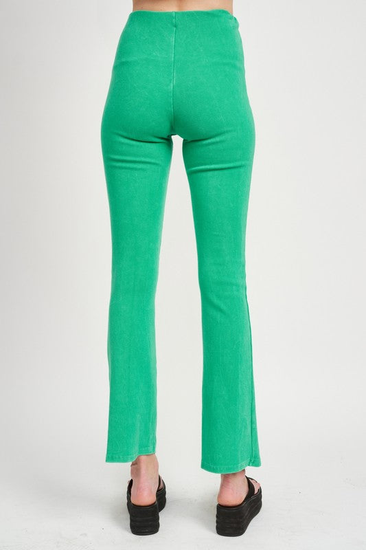 High Waist Rib Flared Pants