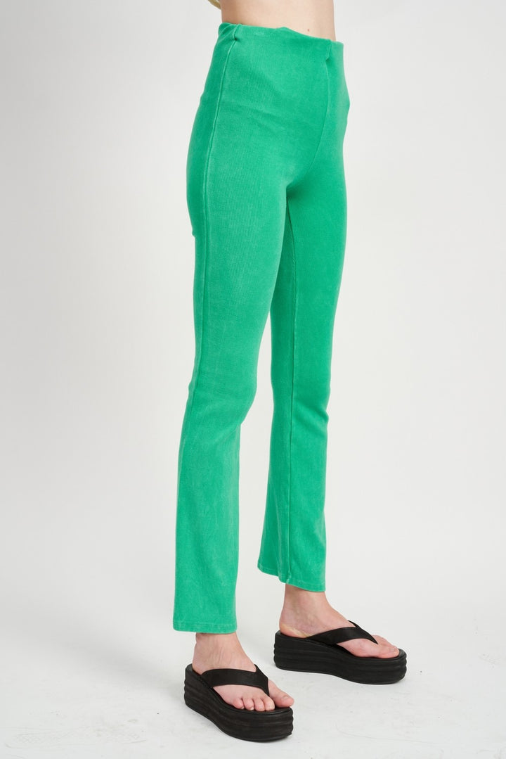 Purple High Waist Rib Flared Pants