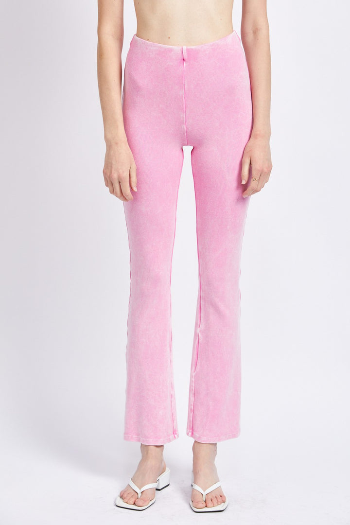 High Waist Rib Flared Pants