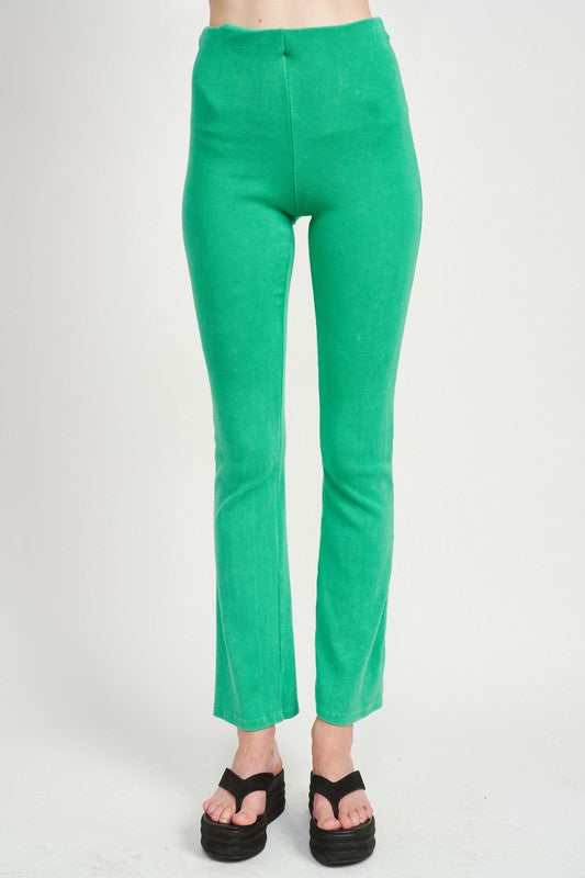 Coffee High Waist Rib Flared Pants