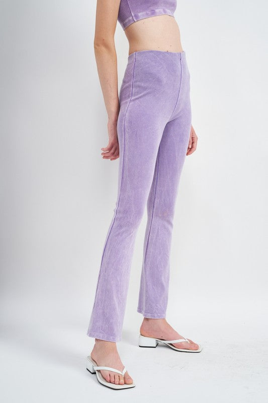 High Waist Rib Flared Pants