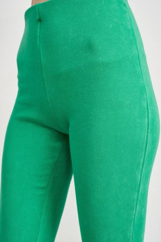 Coffee High Waist Rib Flared Pants