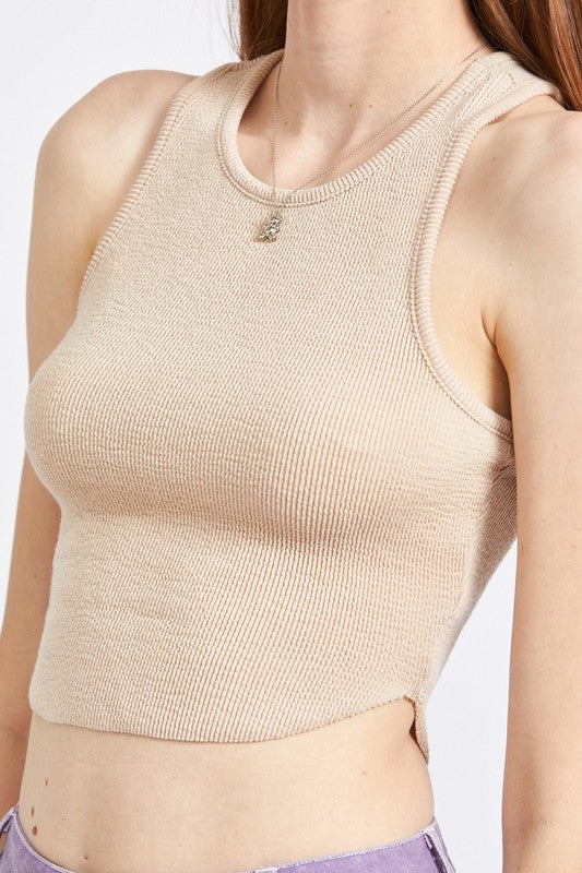 Sand Racer Back Croppped Tank Top