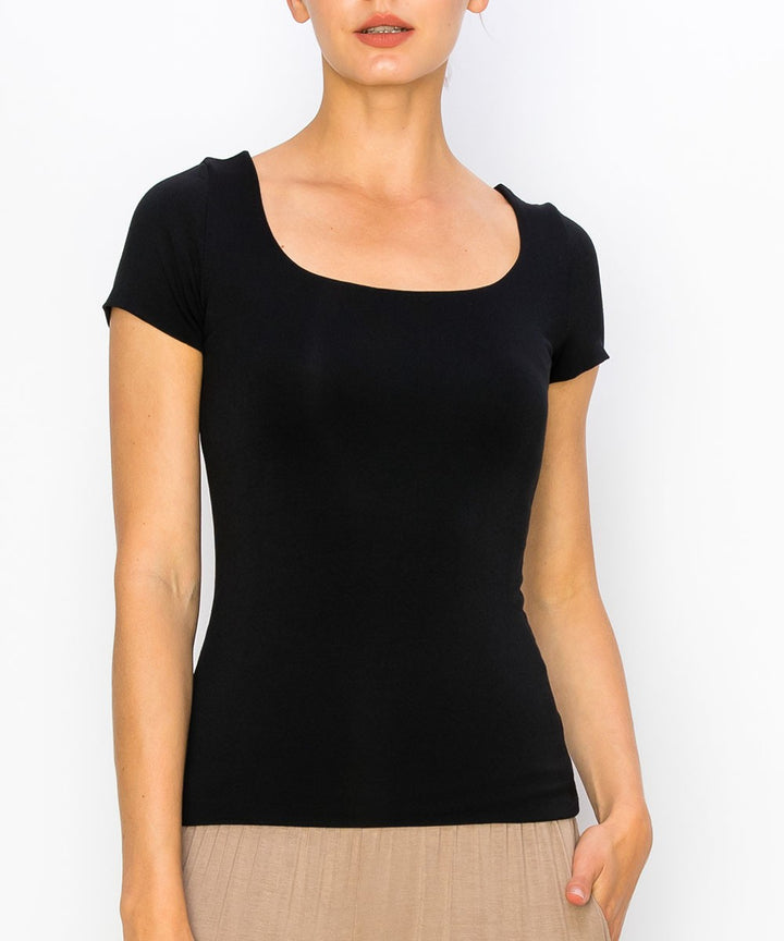 Bamboo Double Layered Cap Slv Top