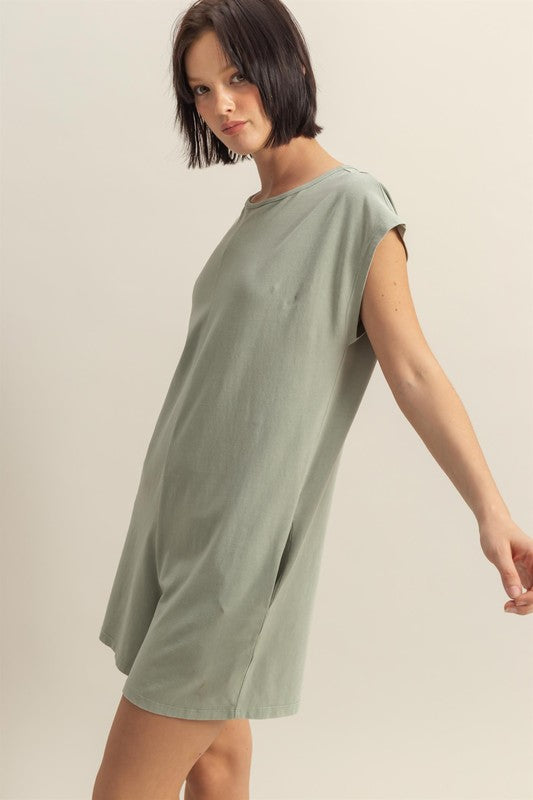 Sage Hyfve Round Neck Cap Sleeve Relaxed Fit Breezy Romper