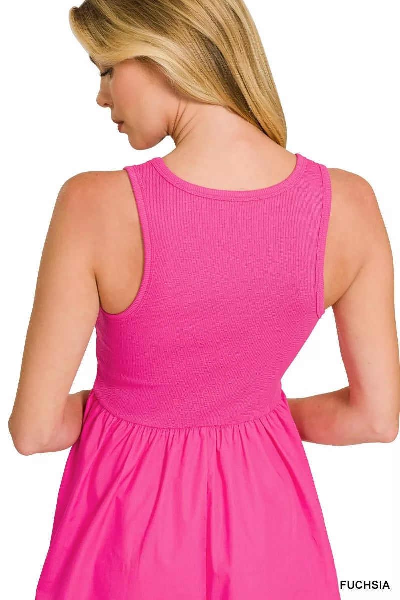 Zenana Combined Knit Woven Midi Dress 2