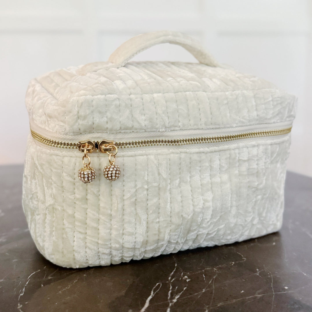 Quilted Velvet Vanity Case Spacious Vintage Insp