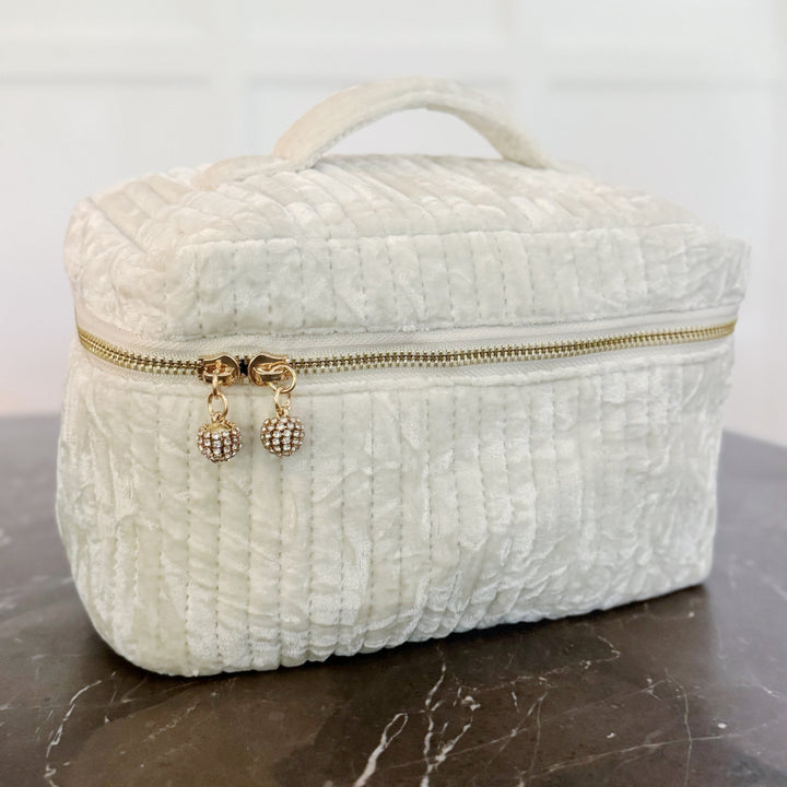 Quilted Velvet Vanity Case Spacious Vintage Insp
