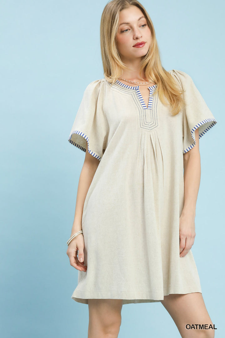 Umgee Linen Trim Tunic Dress 2