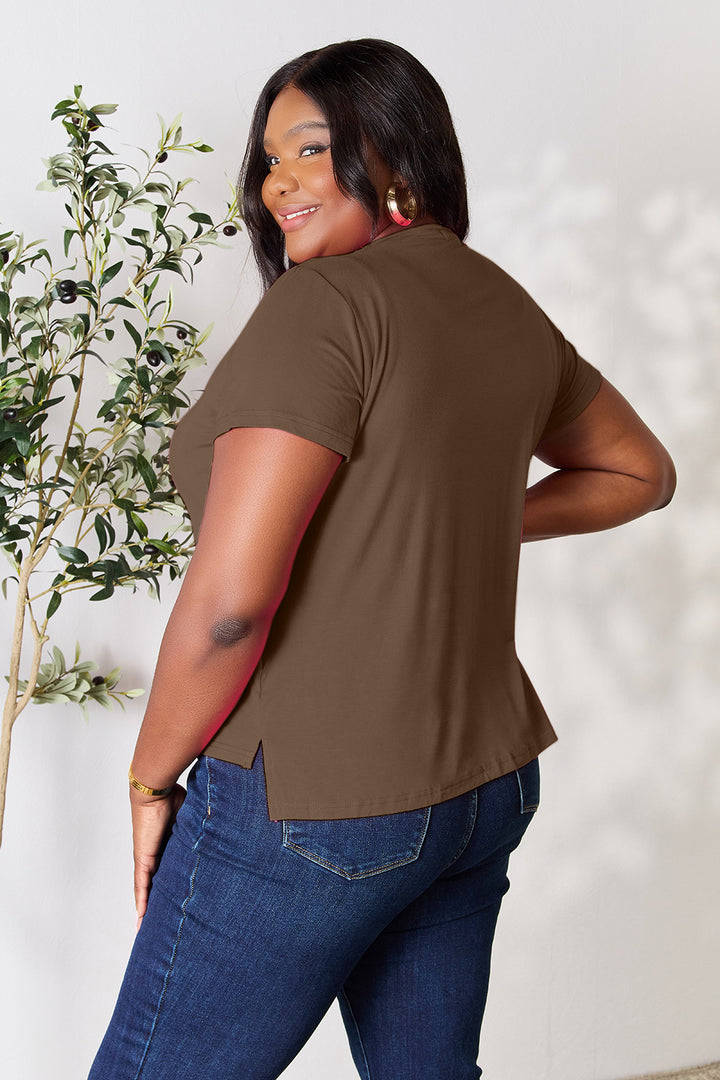 Turquoise Basic Bae Full Size Round Neck Short Sleeve T Shirt 1