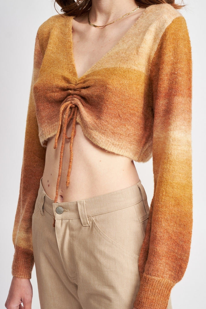 Saffron V Neck Ruched Crop Top