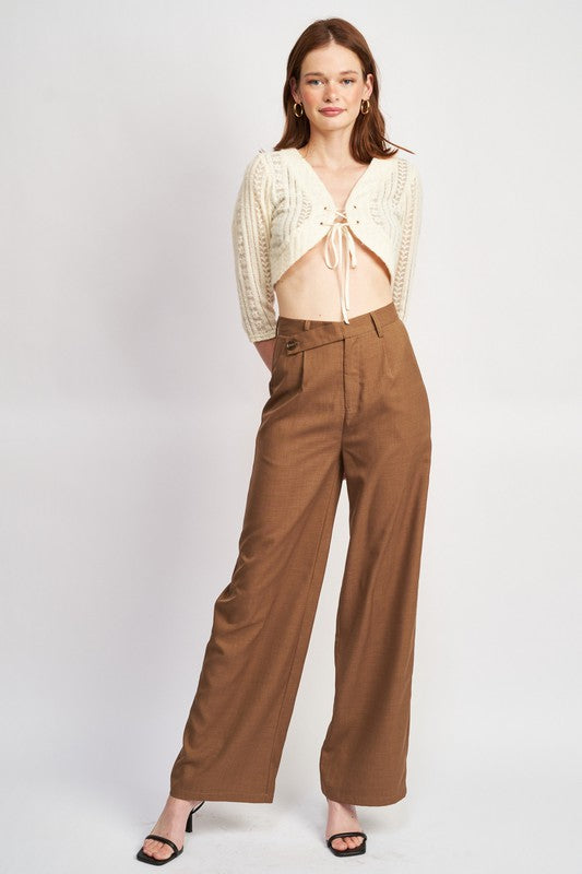 Lace Knit Cropped Top With Eyelet Detail