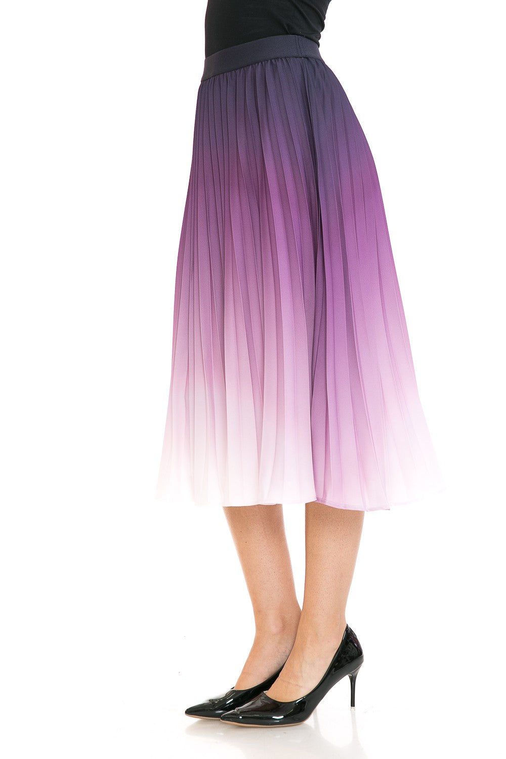 Mauve Womens High Waist Pleated A Line Swing