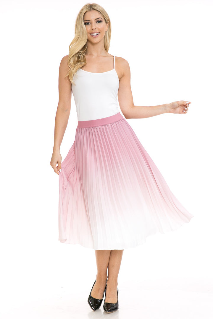 Red Womens High Waist Pleated A Line Swing