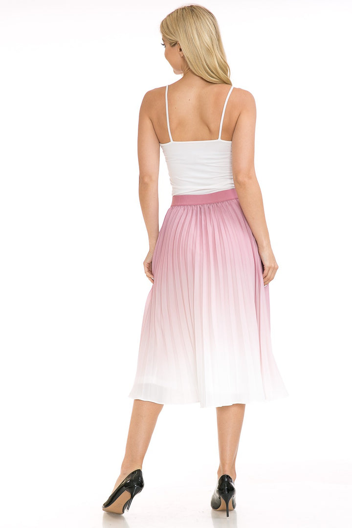 Red Womens High Waist Pleated A Line Swing